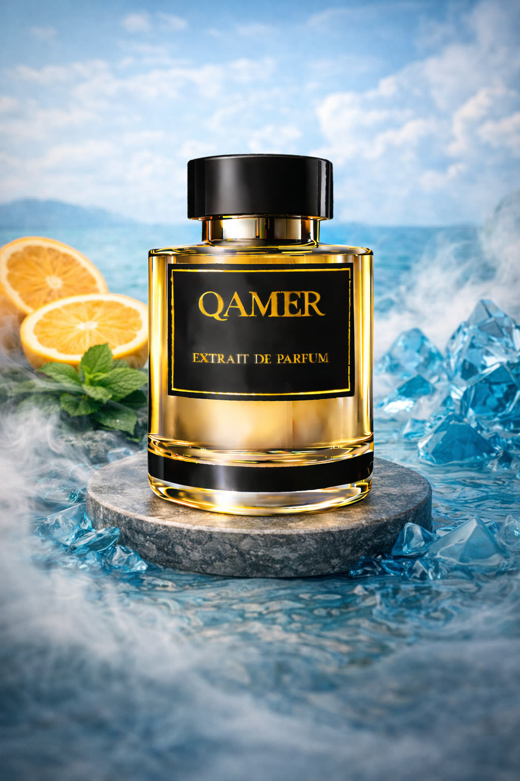 Flakon am Meer zwischen Eis und Orangen